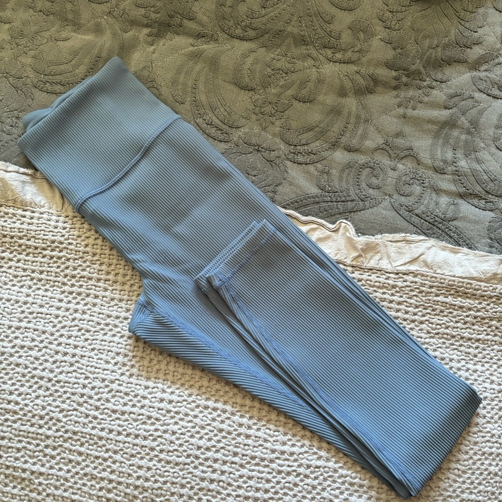 Blue Ribbed Athleta Leggings